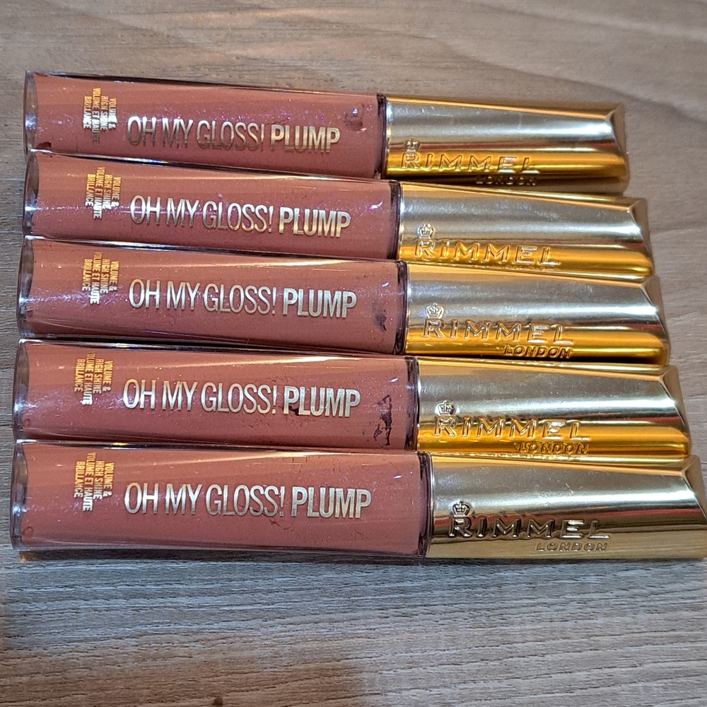 5 Brand New Rimmel London Oh My Gloss! Plump Lip Gloss Set; 531 Peach Pie